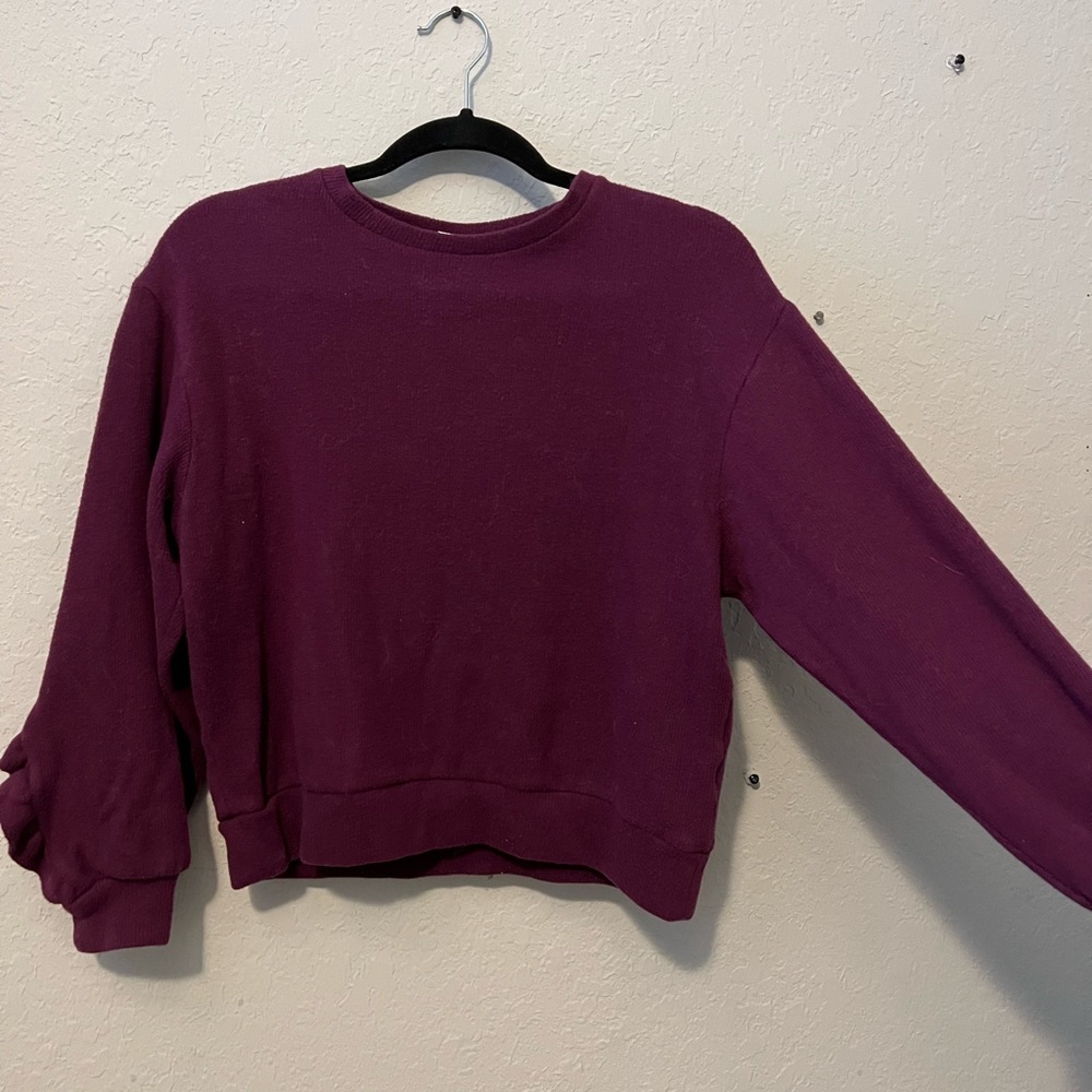 Gorgeous Purple Sweater with Ruched Detailing on the Sleeve